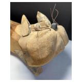 21'  Reclining Cat Wood Carving Sculpture Wire