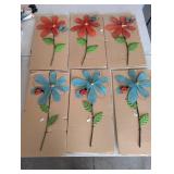 6 Outdoor Large Metal Garden Flowers Stakes