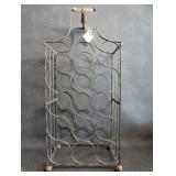 Vintage Style Wrought Iron & Wood Wine Rack in