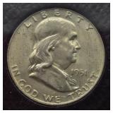 1951 D FRANKLIN SILVER HALF DOLLAR