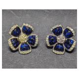 NINA RICCI for Avon Earrings Flower, Cobalt Blue