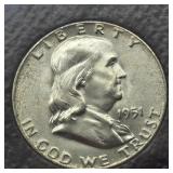 1952 FRANKLIN SILVER HALF DOLLAR