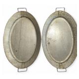 Two Large Decorative Metal Trays with Handles