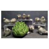 Artichoke Candle Holder & Silver Painted Resin