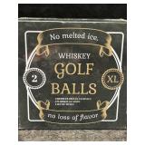 NIB WHISKEY GOLF BALLS 2 XL GLASSES, TONGS &