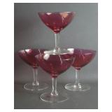 Cranberry Flash Glass Cocktail Stemware