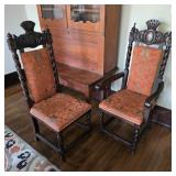 Antique Jacobean Revival Style High-back Chairs TM