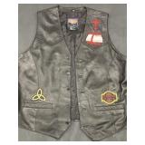 CRIPPLE CREEK BLACK LEATHER MOTORCYCLE VEST XXL