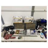 LOT OF HARDWARE NOS GRINDING DISK, FOLDING STOOL,