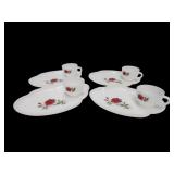 Vtf Federal Glass Rosecrest Snack Set, Dura-white