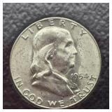 1954 FRANKLIN SILVER HALF DOLLAR