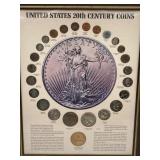 UNITED STATES 20th CENTURY COINS SET FRAMED