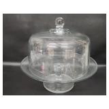 Glass Lidded Pedestal Cake Plate