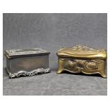 Art Nouveau Brass & Silver Plated Trinket Boxes ,