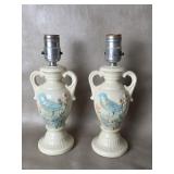 Mid Century Child's Bedroom Lamp Bluebird Pair