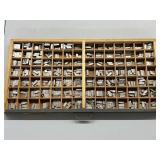 Vintage Wooden Printer's Type Drawer Filled with