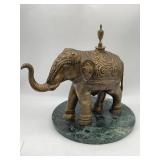 BRASS/BRONZE ELEPHANT ON MARBLE SLAB