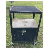 METAL ROLLING SHOP CART W/ LOCKING CABINET DOOR &
