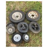 GROUP OF TRAILER, IMPLEMENT, & WHEEL BARROW TIRES