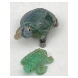 2 CARVED CHINESE TURTLES AVENTURINE OR QUARTZ?