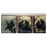 3 VINTAGE REVERSE SILHOUETTE ART ON BUBBLE/DOME