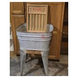 Antique Wash Tub on Stand w/ Washboard