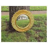 Antique Wood Frame Sunburst Wall Mirror