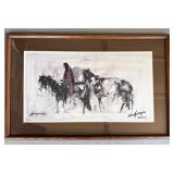 VTG Framed TED DEGRAZIA Signed Print ï¿½Aloneï¿½