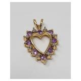 Sterling Silver Spinel Heart Pendant Gold Plated