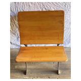 VINTAGE WOOD & CAST-IRON SCHOOL DESK W/ FOLDING