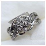 DIAMONDS SET IN STERLING SILVER RING SZ 61CTW