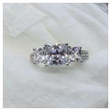 STERLING SILVER ZIRCON STONE 2.9CTW RING SZ 6.75