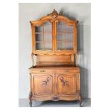 Antique French Provincial China Cabinet 9'