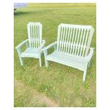 WOOD PATIO CHAIR & LOVE SEAT LIGHT WOOD
