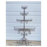 ORNATE 4-TIER METAL BASKET PLANT STAND OVER 6 FT.