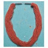 Vintage Navajo Style Beaded Coral 30 Strand