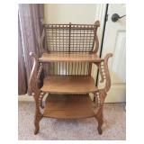 Oak Etagere 3 Tier Display With Magazine Rack