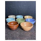8 VINTAGE EARTHENWARE POTTERY BOWLS 5 & 5 1/2 IN.