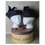 Vintage Neiman Marcus Hat Box & Black Felt Hat +