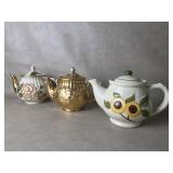 3 Vtg. Teapots Shawnee Pink Rose , Sunflower +