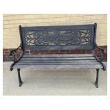 Cast Iron & Wood Outdoor Patio  Bench Parkland