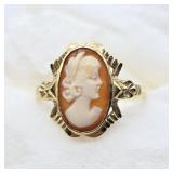 14k YELLOW GOLD CAMEO RING SZ 6.75