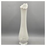 WESTMORELAND SWUNG MILK GLASS BUD VASE GRAPE
