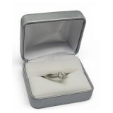 14k White Gold Solitaire Wedding Ring & Band