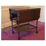 1930's Mahogany Tea Cart w/ Drawer