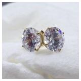 10K YELLOW GOLD ZIRCON 2CTW STUD PEIRCED EARRINGS