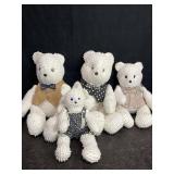 4 CHENILLE TEDDY BEAR DOLLS