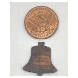 1 A.D.V.P. OUNCE .999 PURE COPPER COIN AMERICAN
