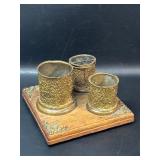 Vintage Brass Tone Desk Tidy / Smoking Accessory