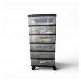 6 Drawer Plastic Organizer W/ Craft Supplies +